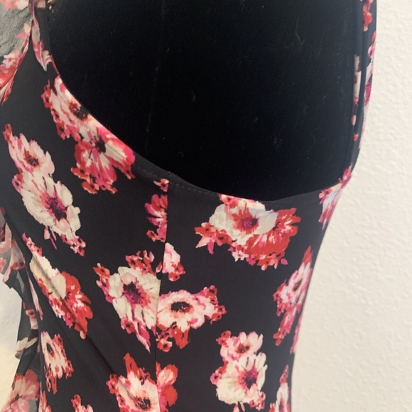 White House Black Market Hot Pink Floral Ruffle Front Tank Top Women's Size XS - Picture 5 of 11